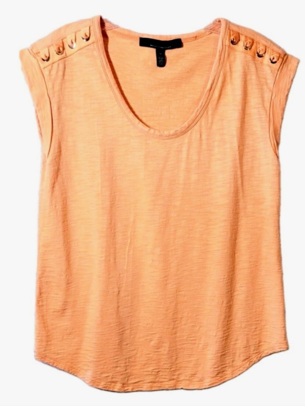 White House Black Market Top Womens Size M Orange Short Cap Detail Sleeve Boho